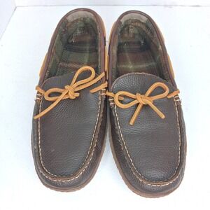 L.L. Bean men's leather slippers size 10 flannel lined mocs